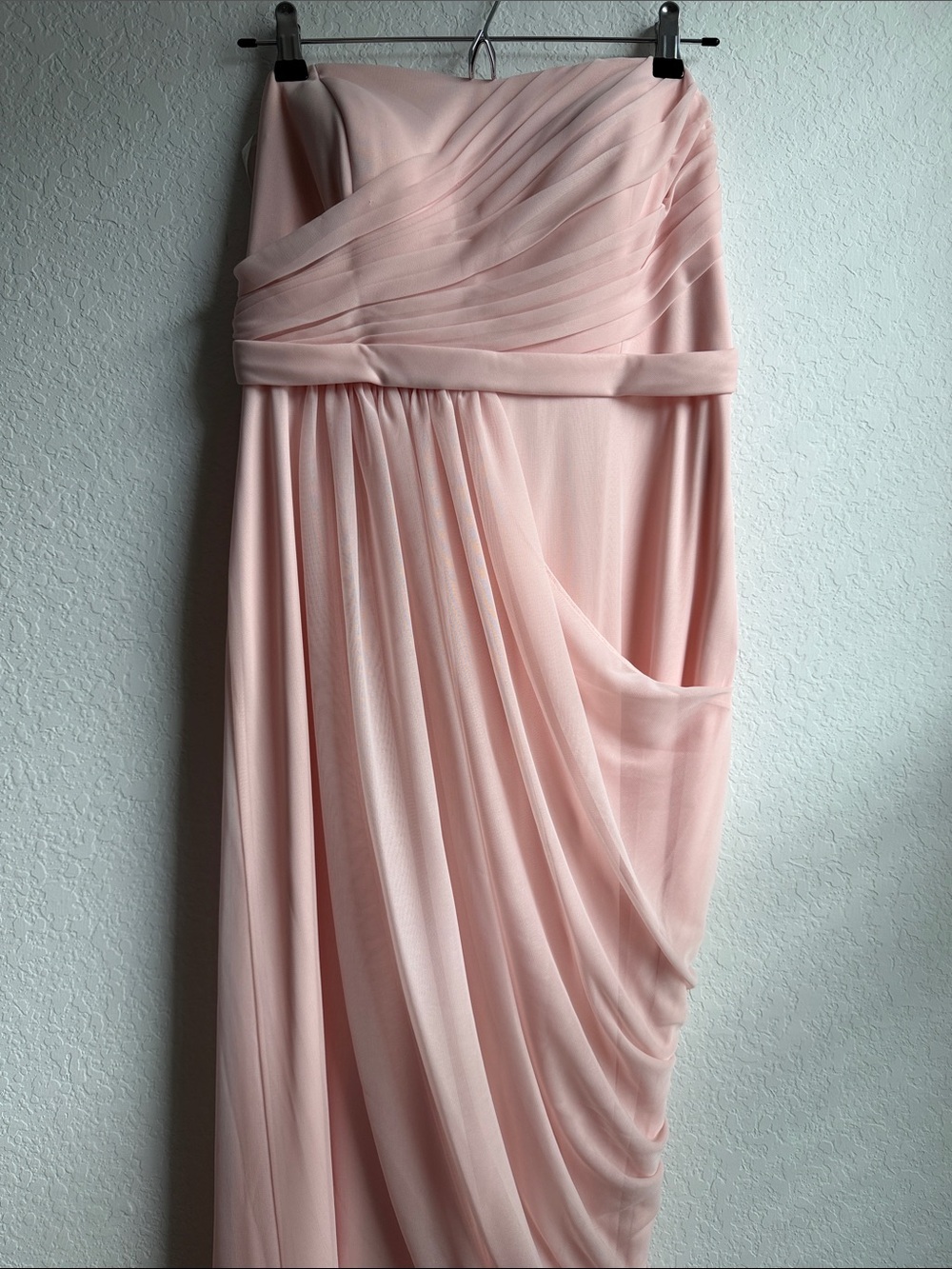David's Bridal Strapless Pink Draped Evening Dress